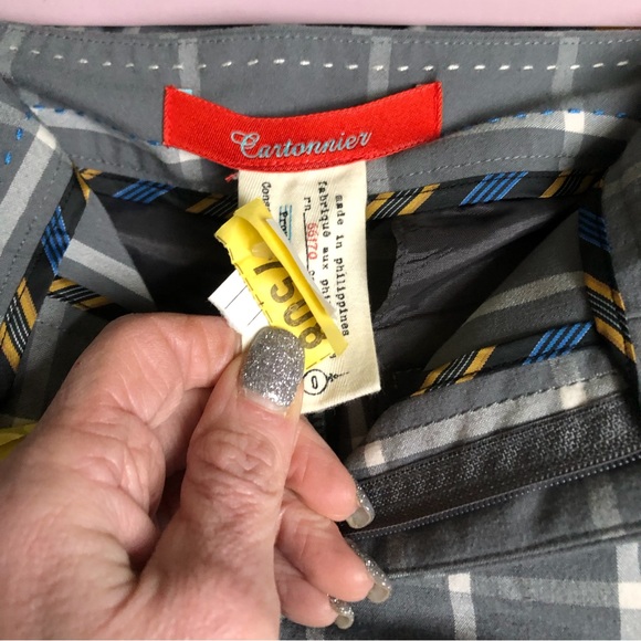 Anthropologie Cartonnier high waist wide leg capri pants gray gridlock size 0 - Picture 6 of 9